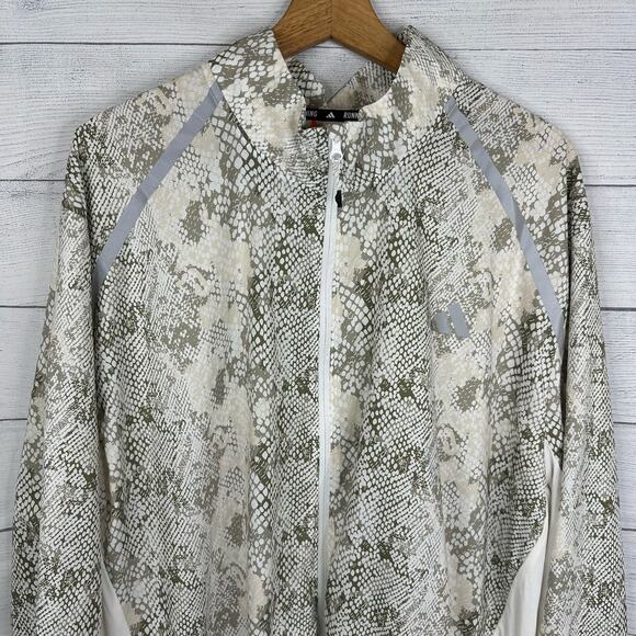 Adidas Mens 2XL Allover Print Marathon Jacket White Aluminium IC7597 Slim Fit - Picture 5 of 12